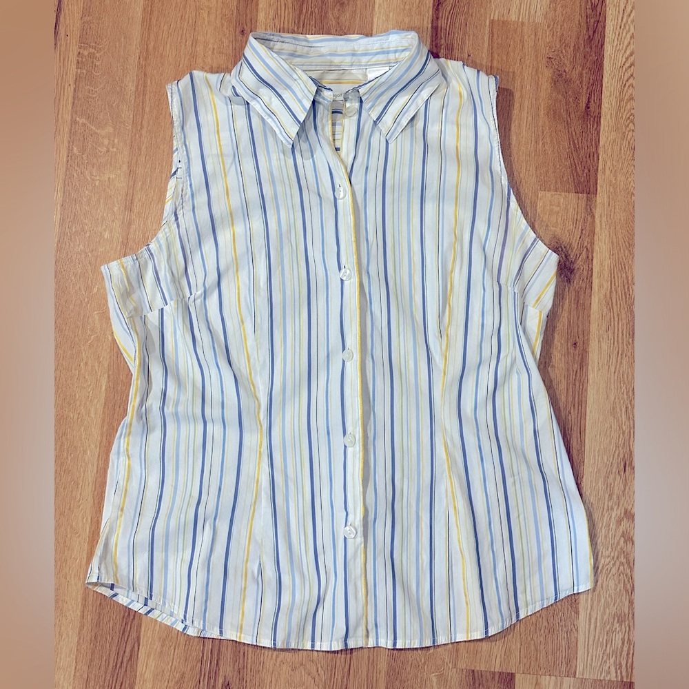 Ladies Women’s LizGolf Golf Liz Claiborne Sleeveless Shirt Top 12 white blue
